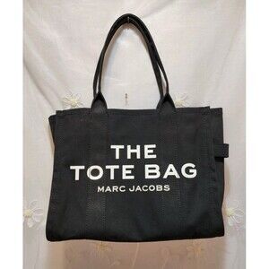 Marc Jacobs Black The Tote Bag Canvas Modern Chic Designer Big Spacious Travel